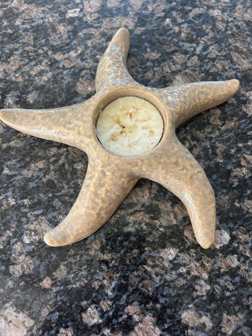 STARFISH CANDLE CERAMIC DECORATION BEACH BAR POOL NAUTICAL 9 1/4"